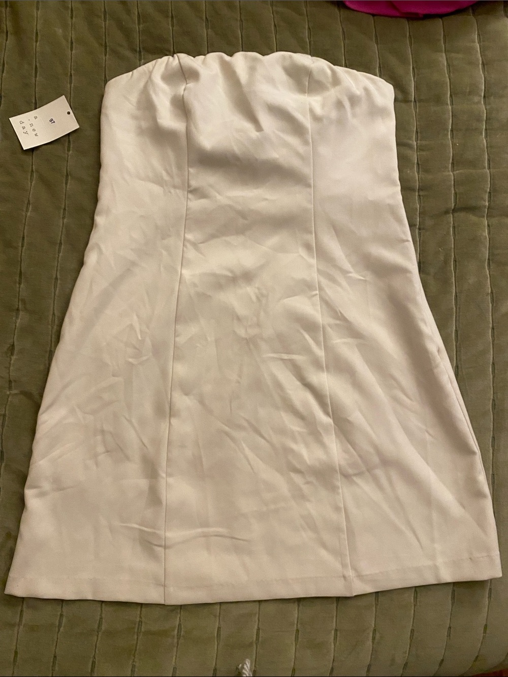 a new day Cream Strapless Mini Dress